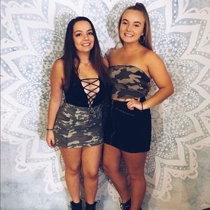 Camo denim skirt